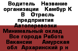 Водитель › Название организации ­ Камбур К.В › Отрасль предприятия ­ Автоперевозки › Минимальный оклад ­ 1 - Все города Работа » Вакансии   . Амурская обл.,Архаринский р-н